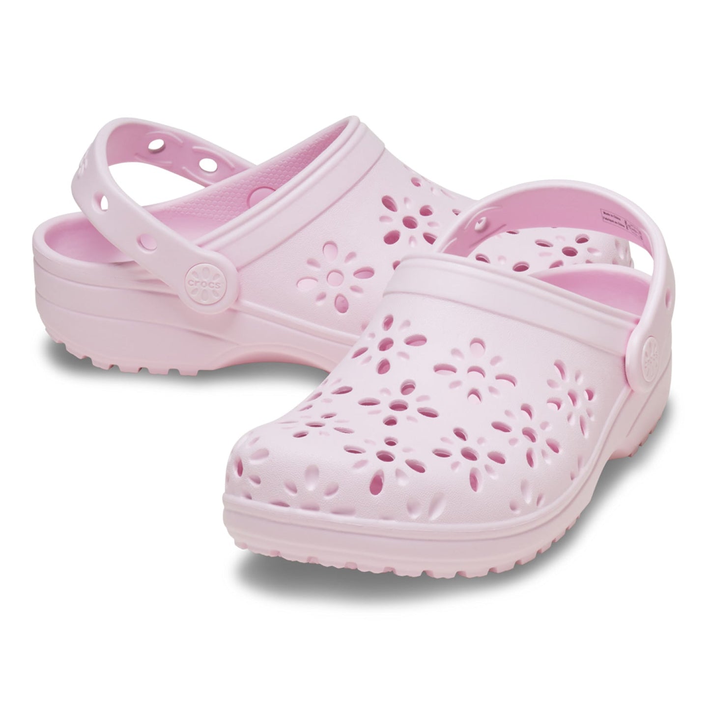 Crocs Classic Floral Cut Out Kids Clogs (210943) - Pink Milk