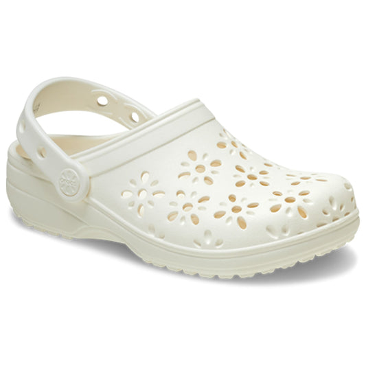 Crocs Classic Floral Cut Out Clogs (210927) - Chalk