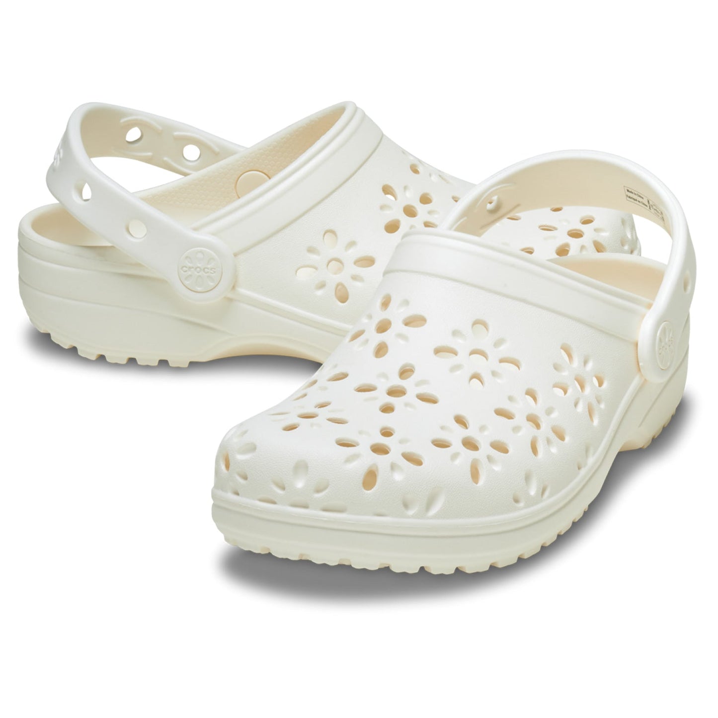 Crocs Classic Floral Cut Out Clogs (210927) - Chalk