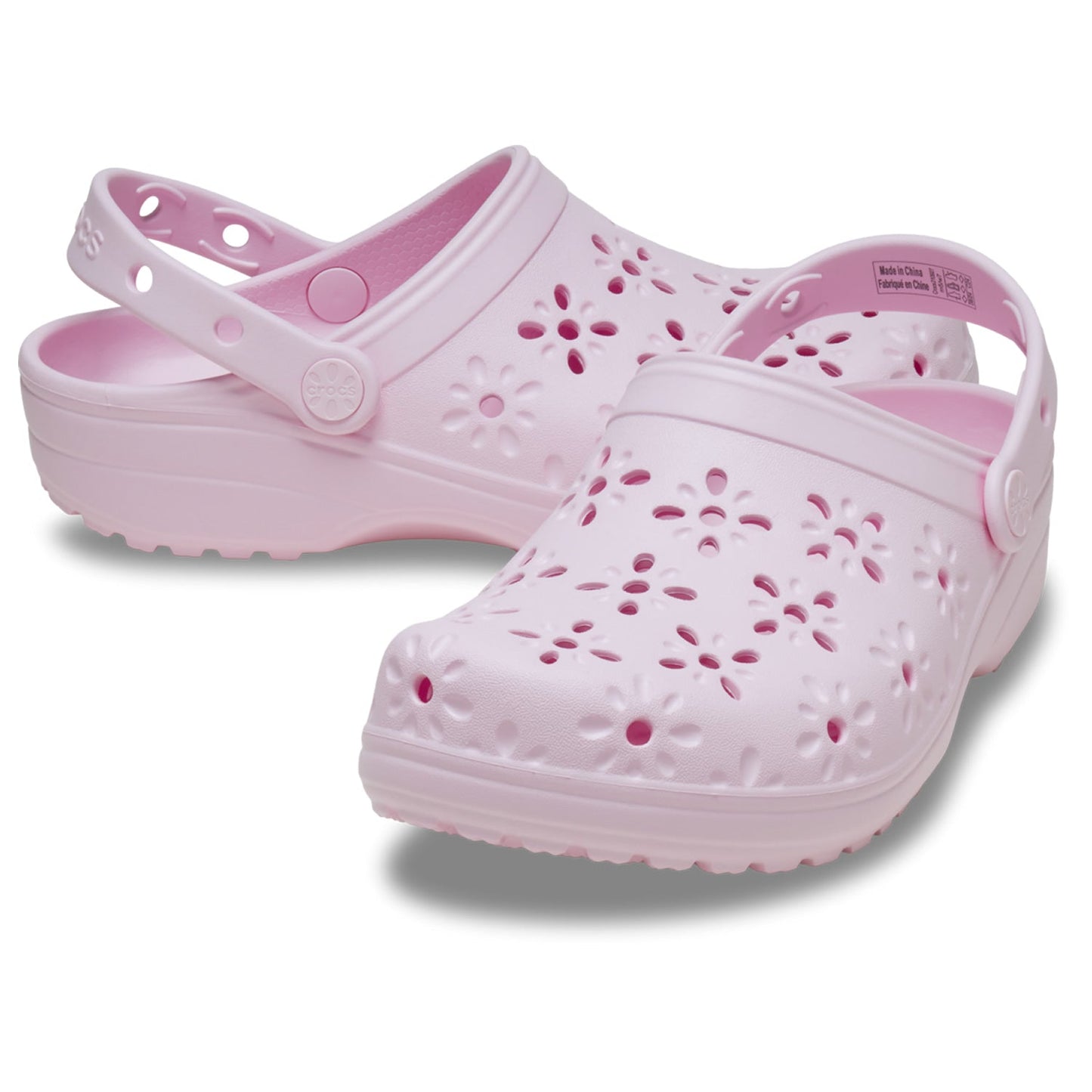 Crocs Classic Floral Cut Out Clogs (210927) - Pink Milk