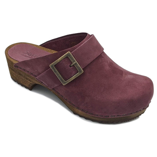 Sanita Big Buckle Danish Clogs in Aubergine (453062)