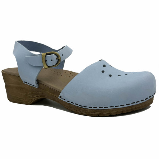 Sanita Heart Oiled Clog Sandals in Light Blue (472148)