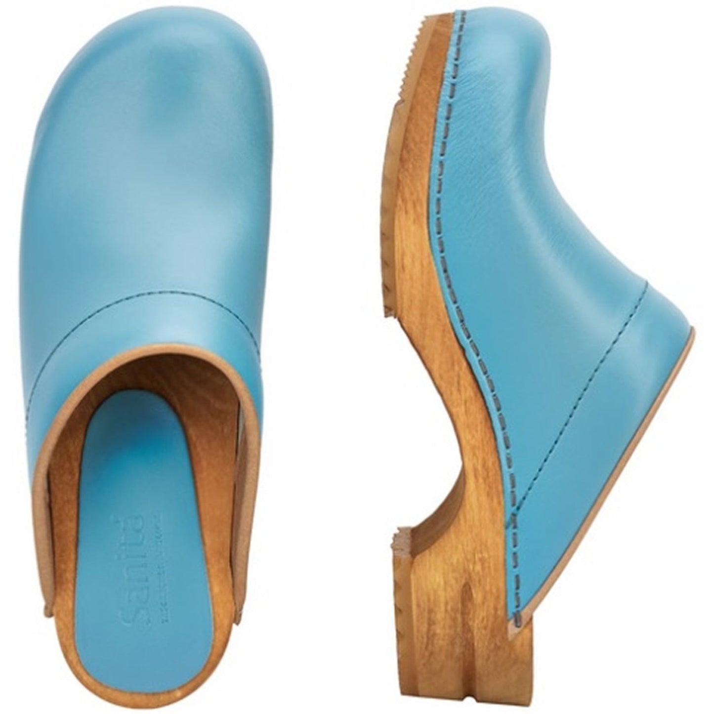 Sanita Lotte Wooden Clogs in Teal 470009