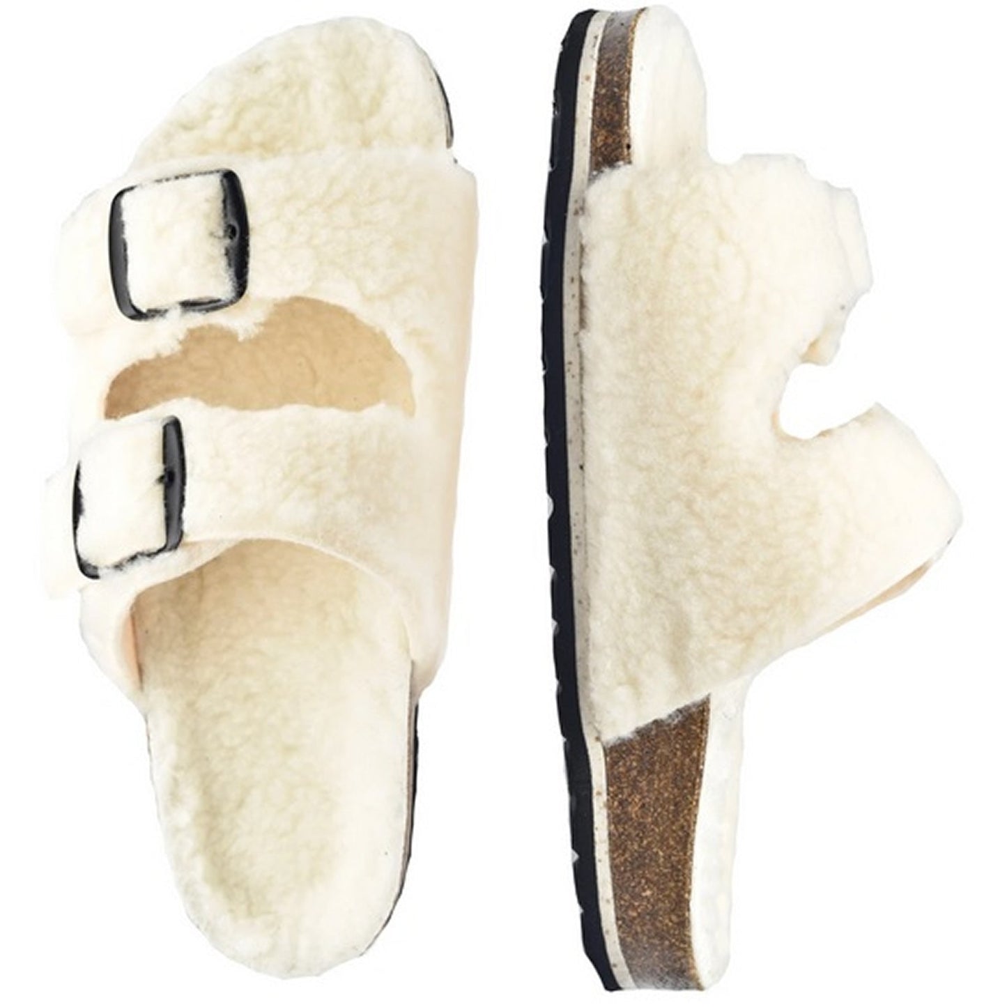 Sanita Solden Fur Sandals Off-White 480090