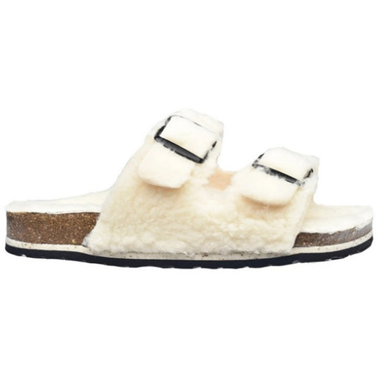Sanita Solden Fur Sandals Off-White 480090