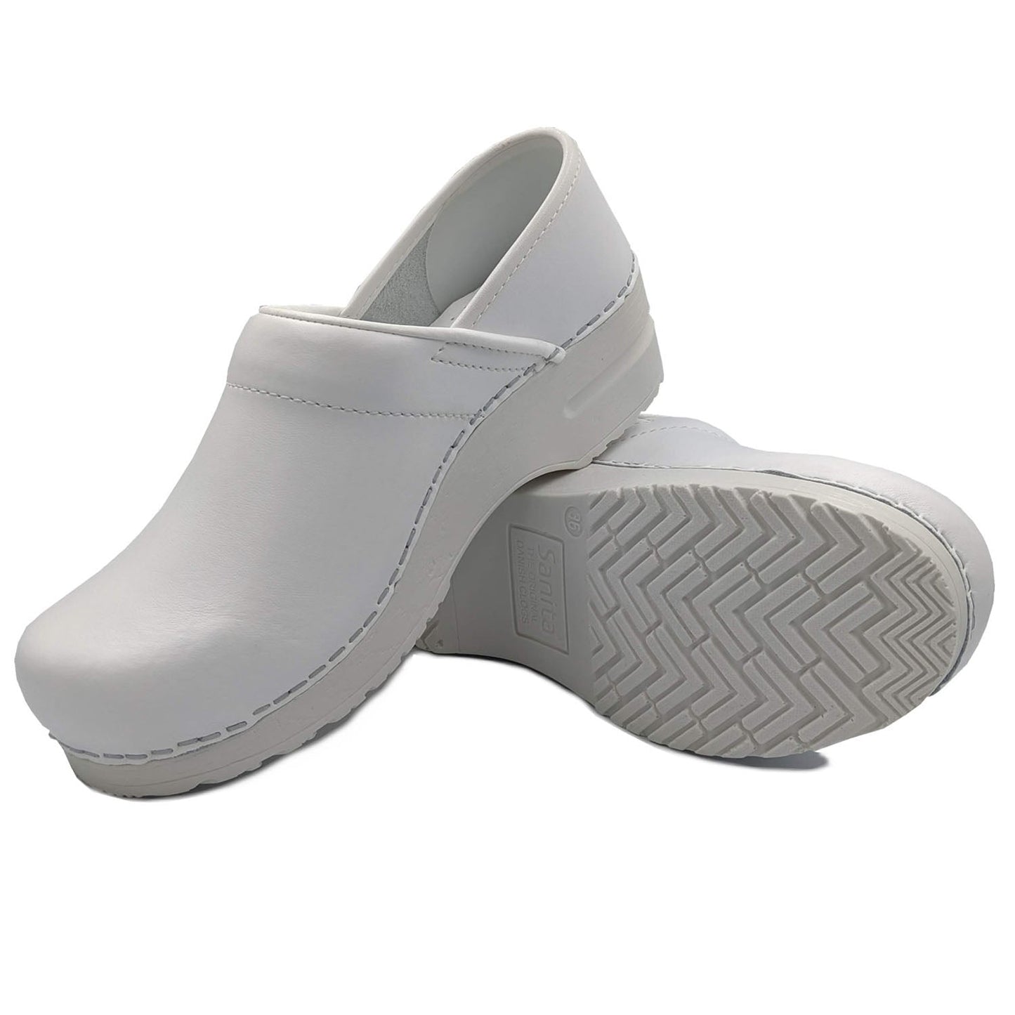 Sanita Professional Smooth Closed Clogs in White