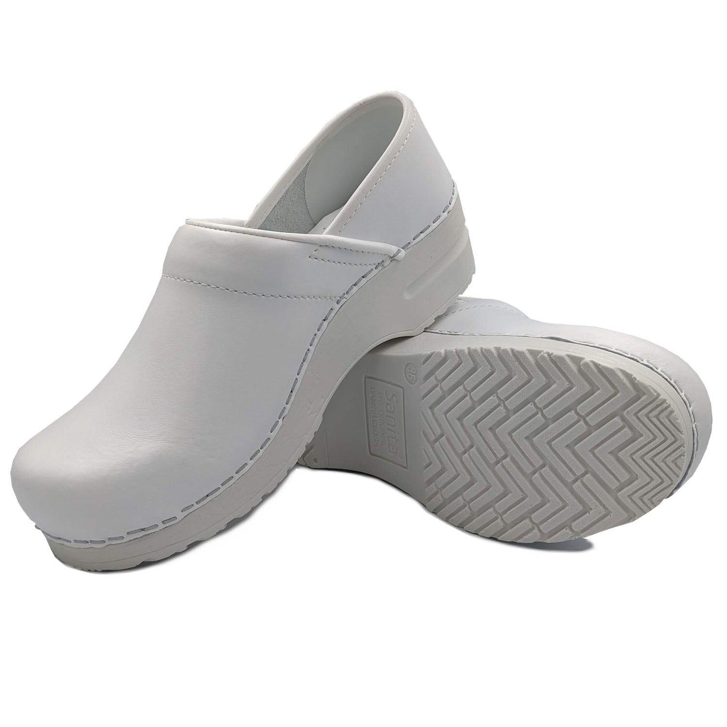 Sanita Professional Smooth Closed Clogs in White
