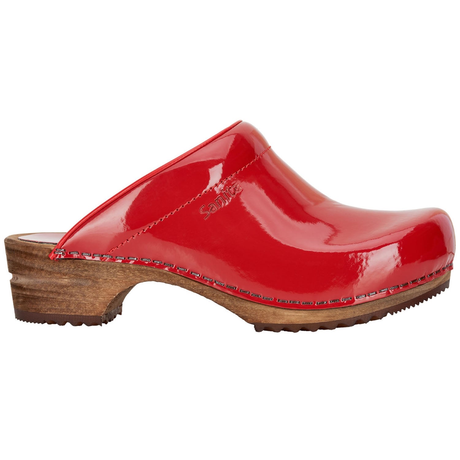Sanita Retro Patent Danish Clogs in Red