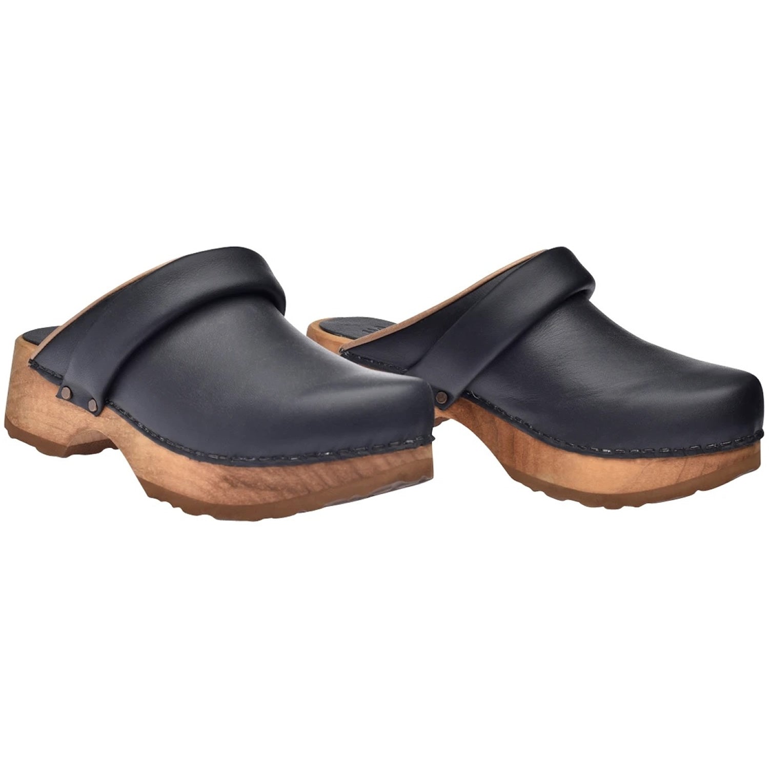 Sanita Black Clogs Wooden Sole Sanita 'Chuso' Chunky Modern Clog