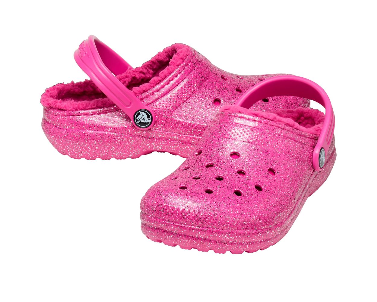 Glitter shops crocs with fur