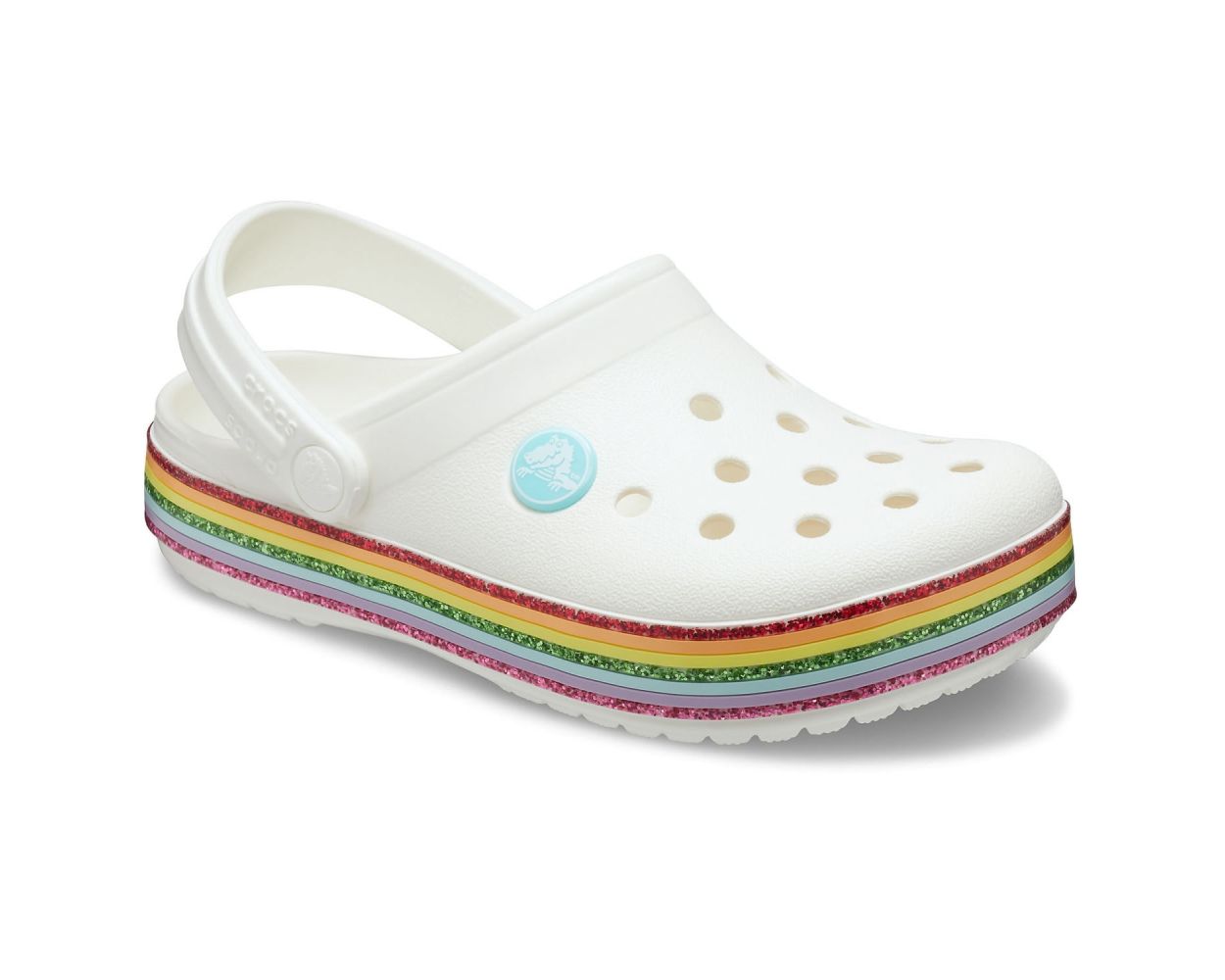 Crocs Glitter Clog 206993-1DG Slip-On White Rainbow Girls Size 4 outlet NEW WITH TAGS!